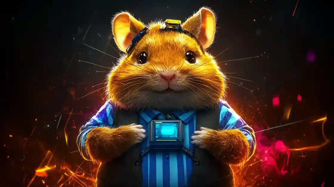 A cute and tech-savvy hamster character wearing a vest and a headset, representing the playful and innovative spirit of bgd22.